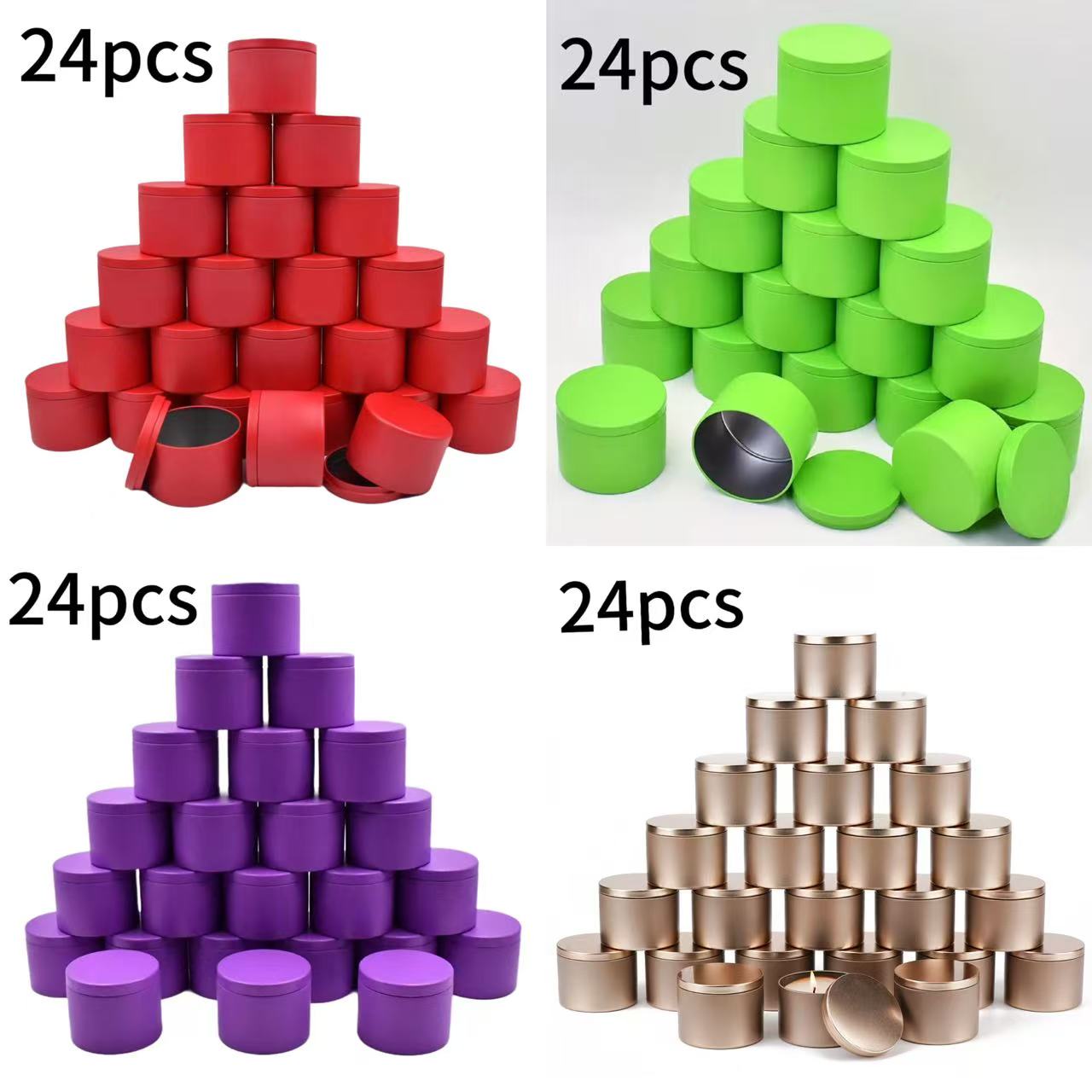 Metal Tin Lid 4Oz - 24-Pack Kaleng Lilin Logam 8oz/4oz dalam