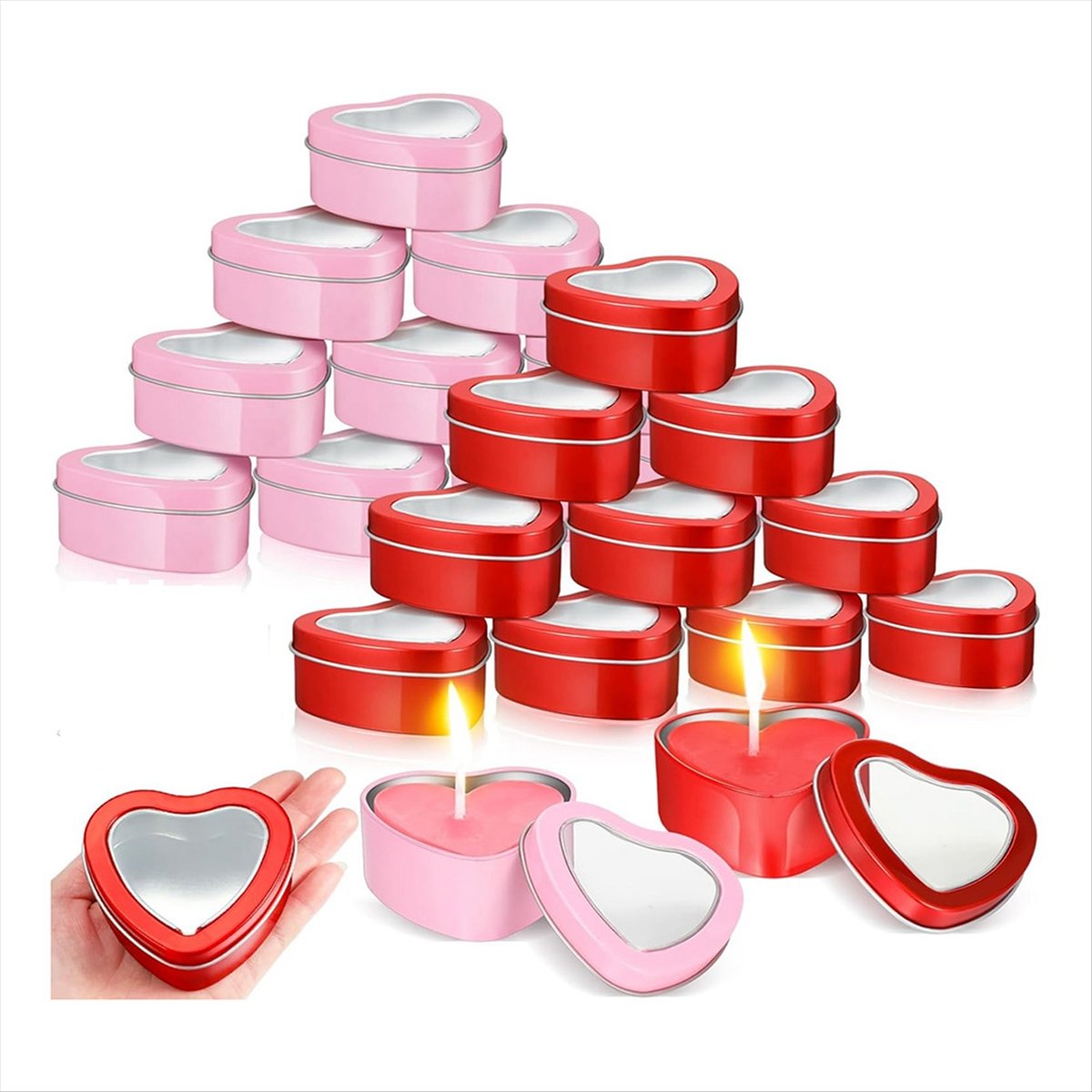 24Pcs Kaleng Logam Bentuk Hati - Metal Tin Lid 4Oz ulasan dan harga